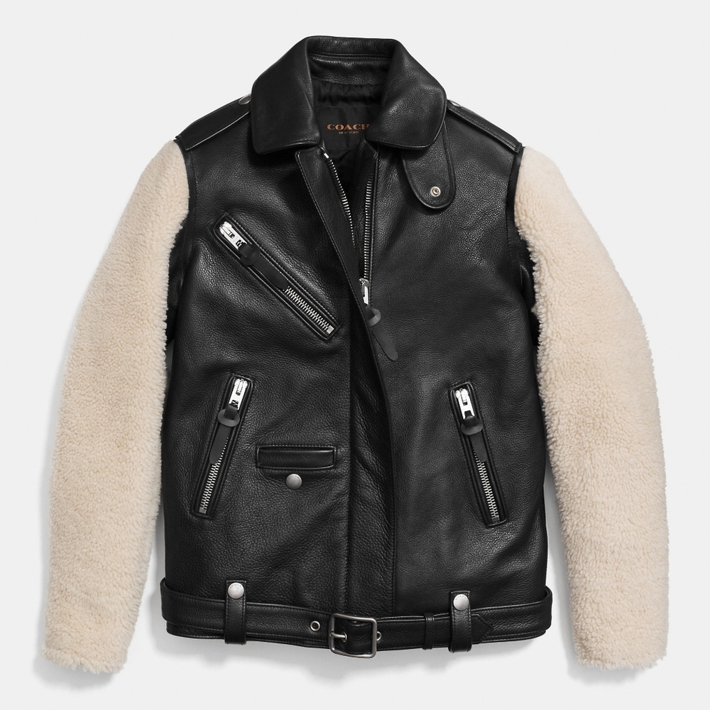 COACH SHEEPSKIN SLEEVE LEATHER JACKET